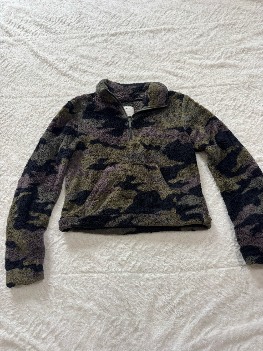 Aeropostale Women's Camo Sherpa Half-Zip Pullover - Olive/Black